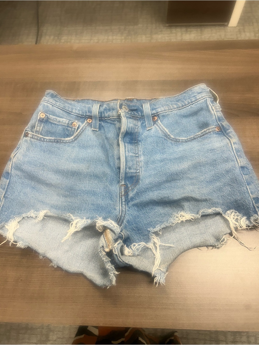 Levi’s 501 Classic High-Rise Distressed Denim Shorts - Light Blue